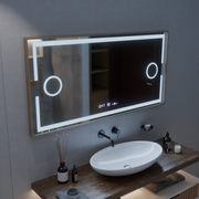 Lustro LED MotionGlow Sofia czujnik z funkcją odmgławiania Termometr Zegar 110x65 cm Światło ciepłe/zimne/neutralne Możliwość przyciemniania, Ramka w kolorze różowego złota, Kolekcja Marcello Funghi Lustra Marcello Domyślny tytuł Alessandro Design