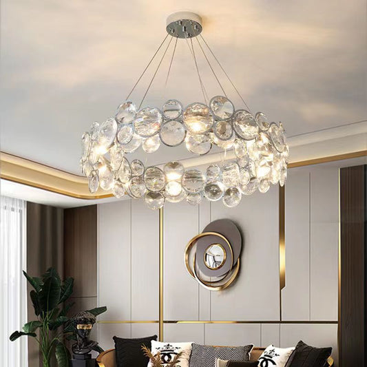 Żyrandol kryształowy Angelica 6XE14 srebrny, średnica 49cm, regulowana wysokość nowoczesne żyrandole domyślny tytuł Alessandro Design