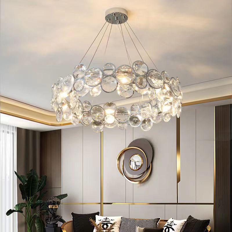 Żyrandol kryształowy Angelica 6XE14 srebrny, średnica 49cm, regulowana wysokość nowoczesne żyrandole domyślny tytuł Alessandro Design