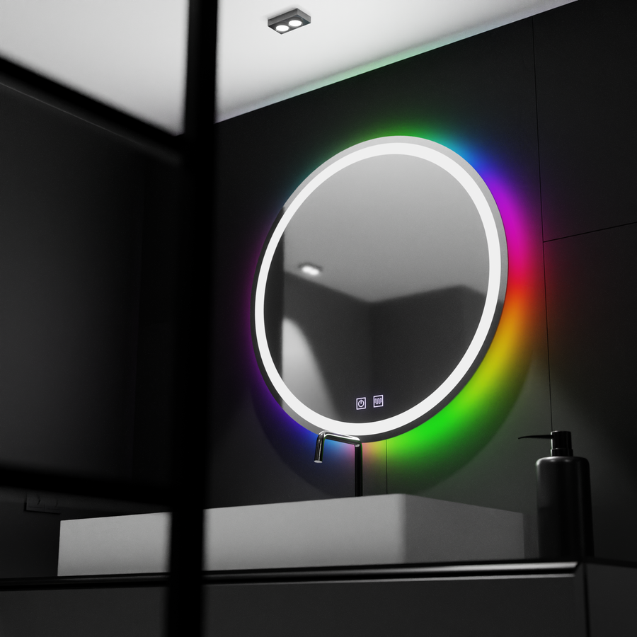 Okrągłe lustro LED 60 cm, Spectrum Touch, RGB, System odmgławiania Lustra Korman E Domyślny tytuł Alessandro Design