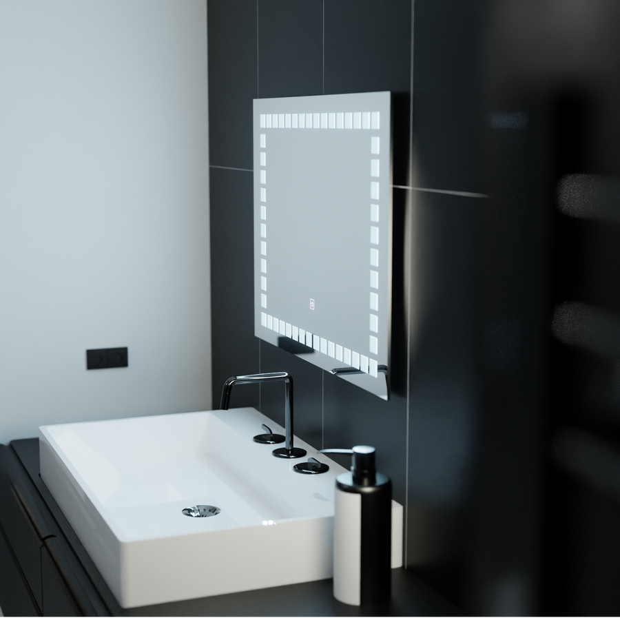 Prostokątne lustro LED, 80x60cm, oświetlenie siatkowe Basic Touch Lustra Korman C Domyślny tytuł Alessandro Design