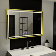 Prostokątne lustro LED, 120x80cm, Verite Royale Gold MotionGlow Marcello, system odmgławiania, zegar i termometr, przyciemniane lustra Marcello Domyślny tytuł Alessandro Design