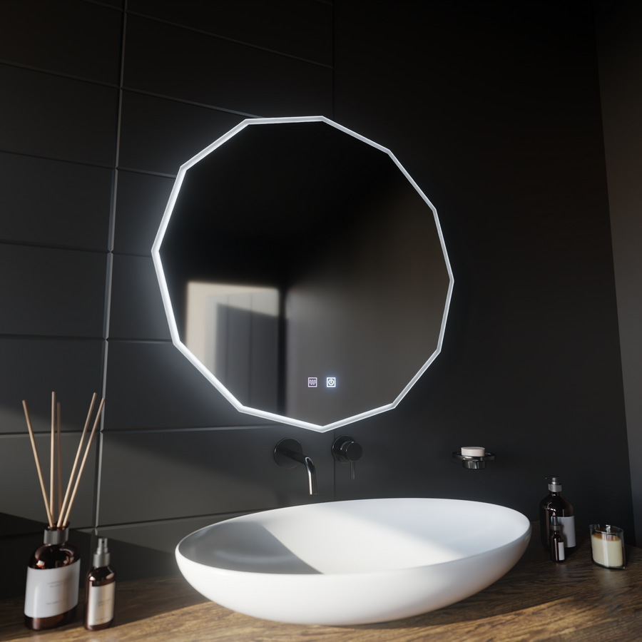 Okrągłe lustro LED, 80 cm, VIVO Touch, system odmgławiania, ściemniane lustra Korman E Domyślny tytuł Alessandro Design