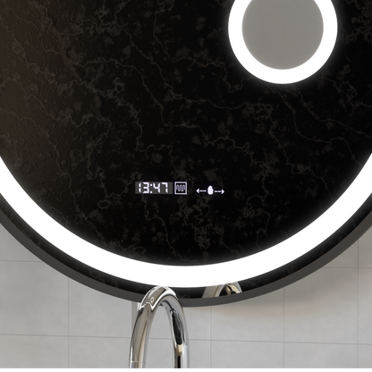 Okrągłe lustro LED, 11 W, 60 cm, czujnik Micah Marcello MotionGlow, system odmgławiania, zegar i termometr, lupa kosmetyczna, przyciemniane lustra Marcello Domyślny tytuł Alessandro Design