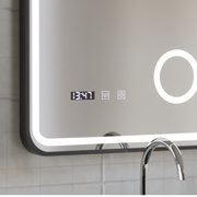 Ulrich LED Touch Lusterko System odmgławiania, zegar i temperatura 75x90 cm Czarna ramka Szczotkowane lusterka kosmetyczne Korman S Domyślny tytuł Alessandro Design