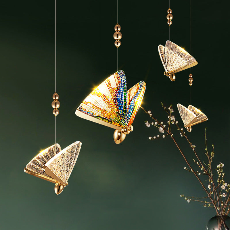 Akrylowa lampa wisząca LED Butterfly 9W, ciepłe/neutralne/zimne światło 3000K/4000K/6000K, złoto, metal i akryl, żyrandole LED z regulacją wysokości Domyślny tytuł Alessandro Design