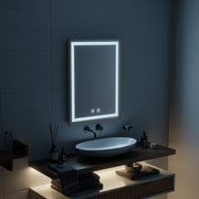 Lustro dotykowe Kariri LED, 60x80 cm, funkcja odmgławiania, lustra ze szczotkowaną ramą w kolorze złotej róży Korman E Domyślny tytuł Alessandro Design