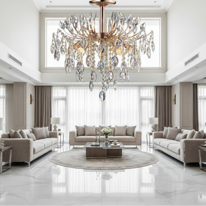 Żyrandol Kryształowy PALERMO Elegance 5xE14, średnica 50cm, Złoty