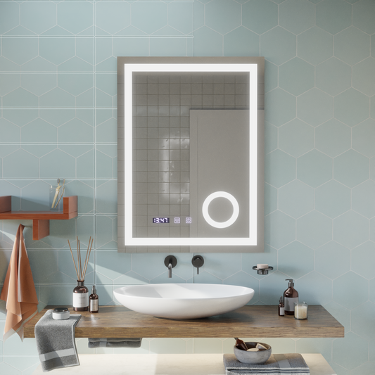 Lustro dotykowe LED NIVERA System odmgławiania, zegar i temperatura 60x80 cm Lustra kosmetyczne Lustra Korman S Domyślny tytuł Alessandro Design