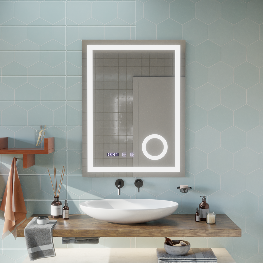 Lustro dotykowe LED NIVERA System odmgławiania, zegar i temperatura 60x80 cm Lustra kosmetyczne Lustra Korman S Domyślny tytuł Alessandro Design