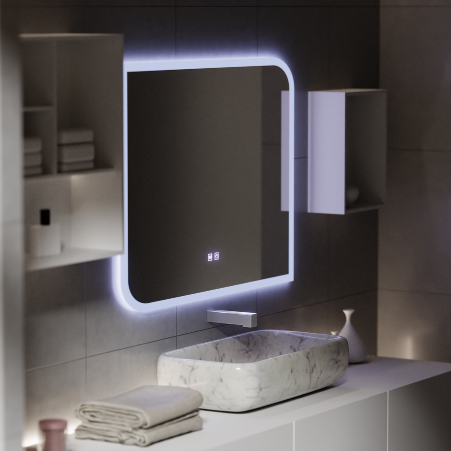 CLARIVO Lustro LED prostokątne, 80X60cm, dotykowe, lusterka z systemem odmgławiania Korman E Domyślny tytuł Alessandro Design
