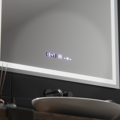Prostokątne lustro LED, 100x75 cm, Verite MotionGlow Marcello, system usuwania zamglenia, zegar i termometr, przyciemniane lustra Marcello Tytuł domyślny Alessandro Design