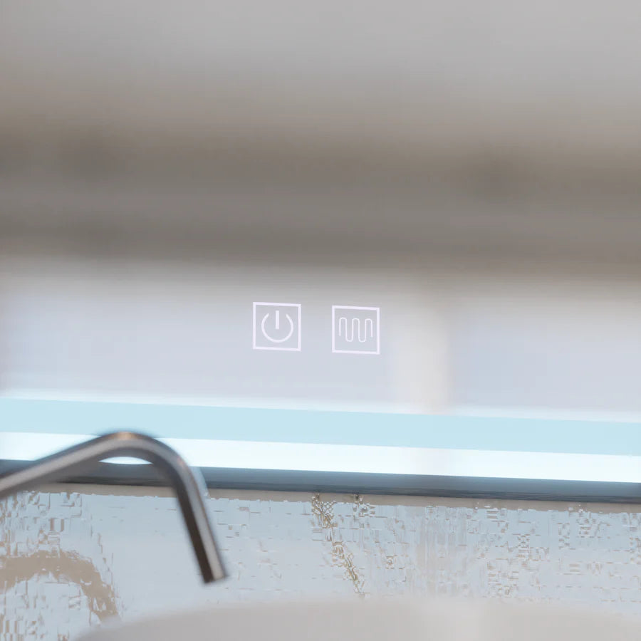 Prostokątne lustro LED 90x75cm EDGE Touch Demister System, lustra z czarną ramką Korman E Domyślny tytuł Alessandro Design
