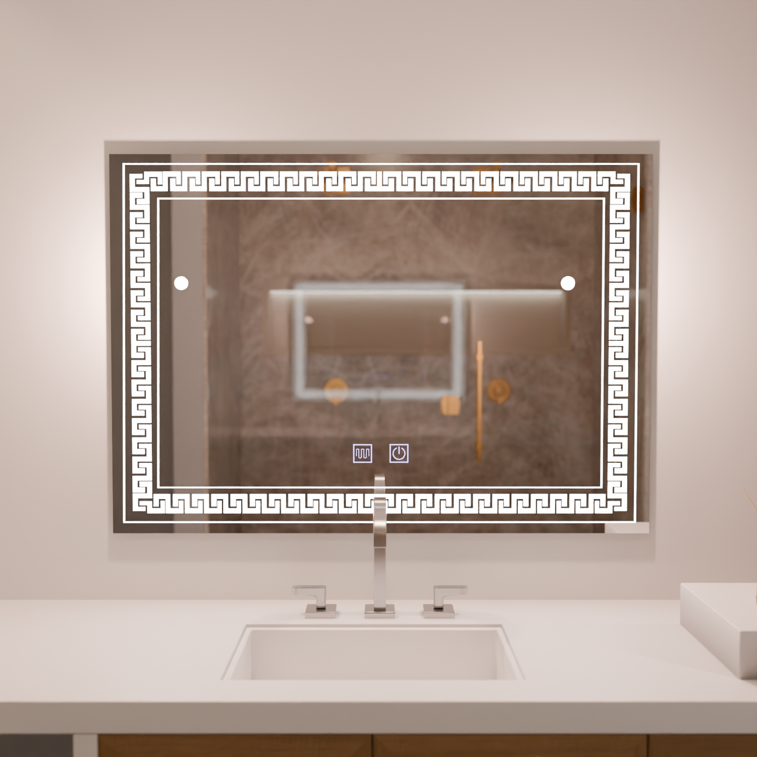 Prostokątne lustro LED 80x60 Touch Volta System odmgławiania Lustra Korman E Domyślny tytuł Alessandro Design
