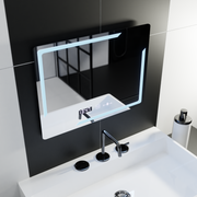 Prostokątne lustro LED, 80x60 cm, Rayonnement MotionGlow Marcello, system odmgławiania, zegar i termometr, przyciemniane lustra Marcello Domyślny tytuł Alessandro Design