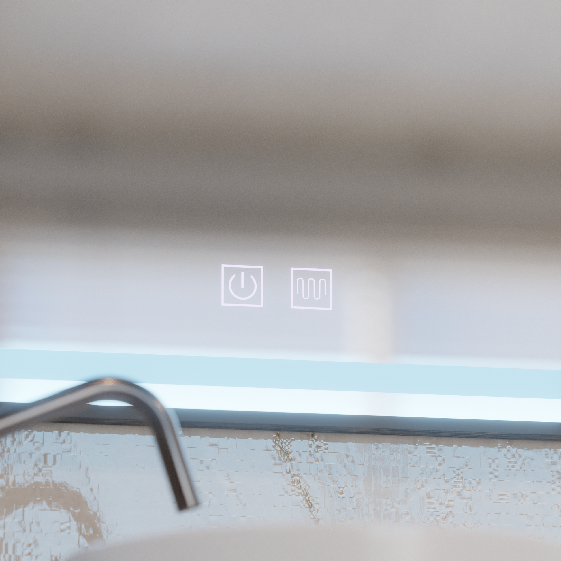 Prostokątne lustro LED 100x65cm EDGE Touch Demister System, lustra z czarną ramką Korman E Domyślny tytuł Alessandro Design