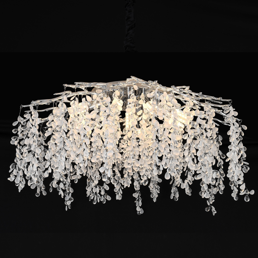 Kandelabr Kryształowy WIERZBA, 9x E14, Średnica 50cm, Chromowany Kandelabr Kryształowy Domyślny Tytuł Alessandro Design