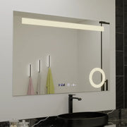 Prostokątne lustro LED, 80x60cm, ABSOLU MotionGlow Marcello, system odmgławiania, zegar i termometr, lupa kosmetyczna, przyciemniane lustra Marcello Domyślny tytuł Alessandro Design