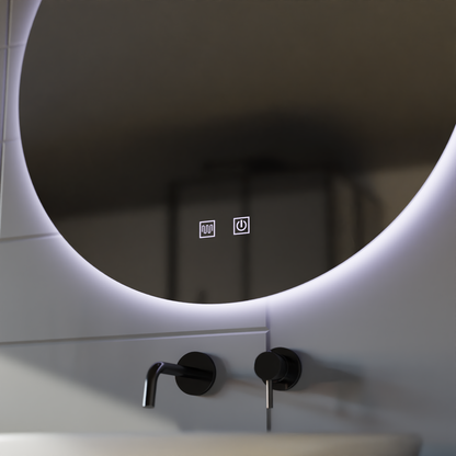 Okrągłe lustro LED, 70cm, Isolda, Touch, Lustra z systemem odmgławiania Korman E Domyślny tytuł Alessandro Design