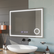 Lustro dotykowe LED NIVERA System odmgławiania, zegar i temperatura 80x60 cm Lustra kosmetyczne Lustra Korman S Domyślny tytuł Alessandro Design