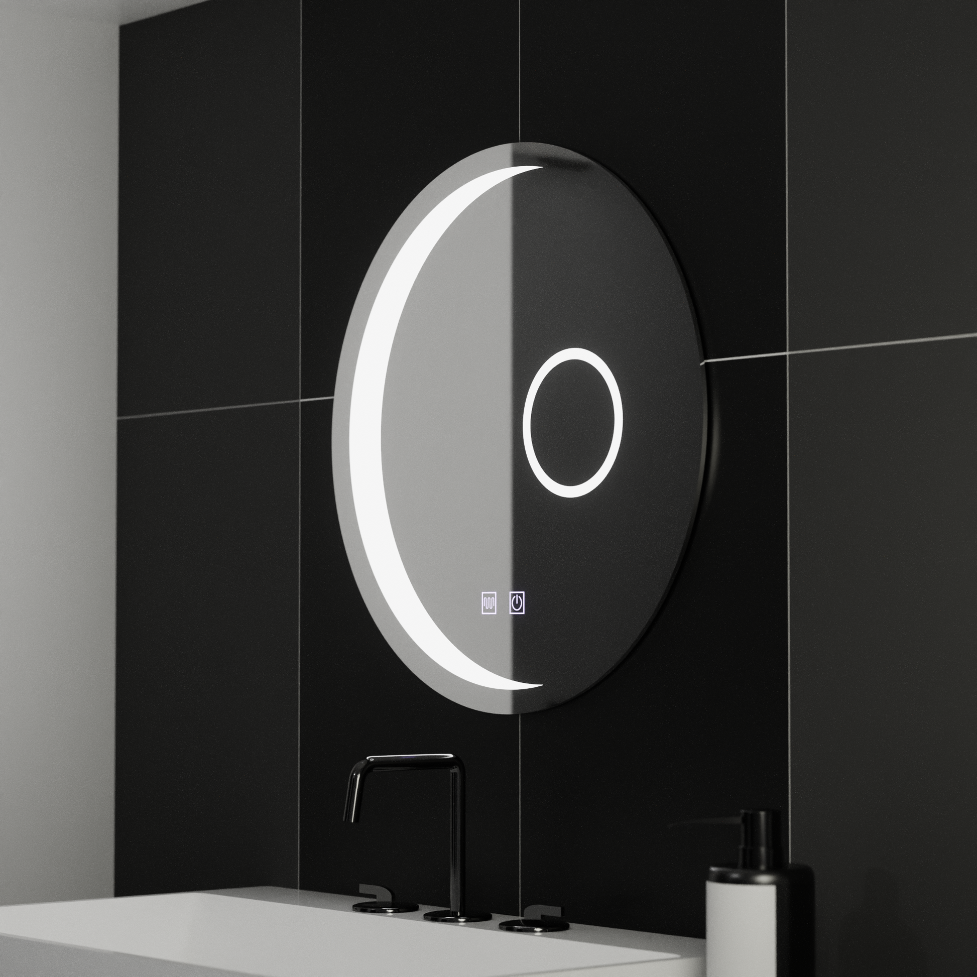 Okrągłe lustro LED, 60 cm, Orbis Touch, system odmgławiania, ściemniane lustra Korman E Domyślny tytuł Alessandro Design