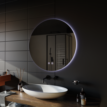 Okrągłe lustro LED, 70cm, Isolda, Touch, Lustra z systemem odmgławiania Korman E Domyślny tytuł Alessandro Design