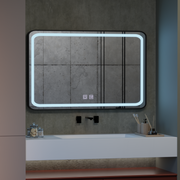 Prostokątne lustro LED 100x65cm EDGE Touch Demister System, lustra z czarną ramką Korman E Domyślny tytuł Alessandro Design