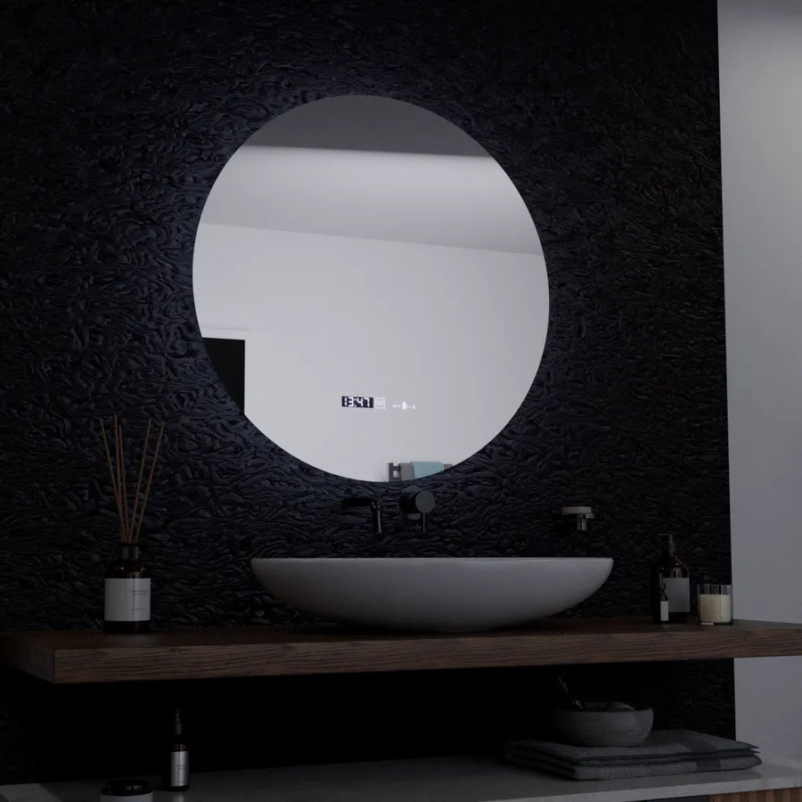 Okrągłe lustro LED, 60 cm, Serenite MotionGlow Marcello, system odmgławiania, zegar i termometr, przyciemniane lustra Marcello Domyślny tytuł Alessandro Design