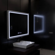 Prostokątne lustro LED, 120x80 cm, Verite Imperial Silver Motion Glow Marcello, system przeciwmgielny, zegar i termometr, przyciemniane lustra Marcello Domyślny tytuł Alessandro Design