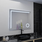 Prostokątne lustro LED, 100x80 cm, Precision MotionGlow Marcello, system usuwania zamglenia, zegar i termometr, lupa kosmetyczna, przyciemniane lustra Marcello Domyślny tytuł Alessandro Design