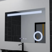 Prostokątne lustro LED, 120x80cm, ABSOLU MotionGlow Marcello, system odmgławiania, zegar i termometr, lupa kosmetyczna, przyciemniane lustra Marcello Domyślny tytuł Alessandro Design