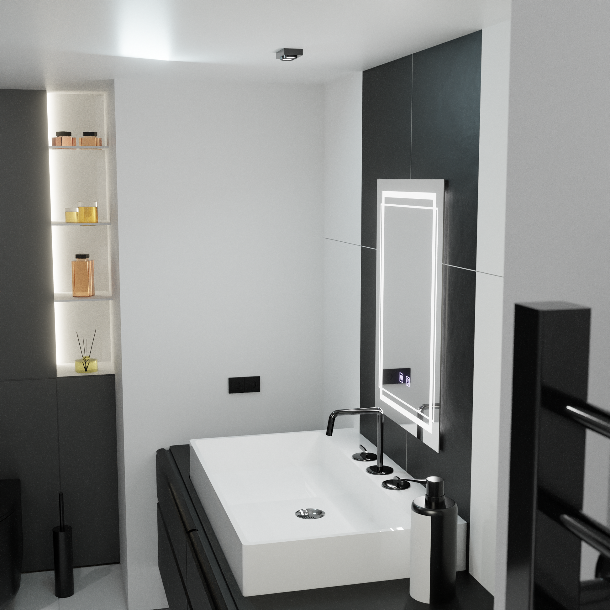 Prostokątne lustro LED, 60x80cm, KOVEN Touch, system odmgławiania, ściemniane lustra Korman E Domyślny tytuł Alessandro Design