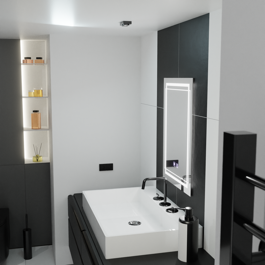 Prostokątne lustro LED, 60x80cm, KOVEN Touch, system odmgławiania, ściemniane lustra Korman E Domyślny tytuł Alessandro Design