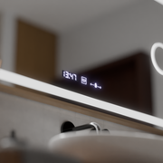 Lustro LED MotionGlow Sofia czujnik z funkcją odmgławiania Termometr Zegar 110x65 cm Światło ciepłe/zimne/neutralne Możliwość przyciemniania, Ramka w kolorze różowego złota, Kolekcja Marcello Funghi Lustra Marcello Domyślny tytuł Alessandro Design