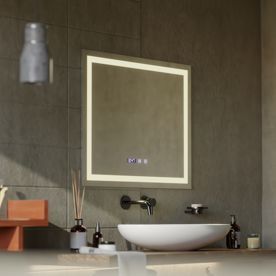 LED Touch MODENA System odmgławiania lusterek, zegar i temperatura 80x60 cm Lustra Korman S Domyślny tytuł Alessandro Design