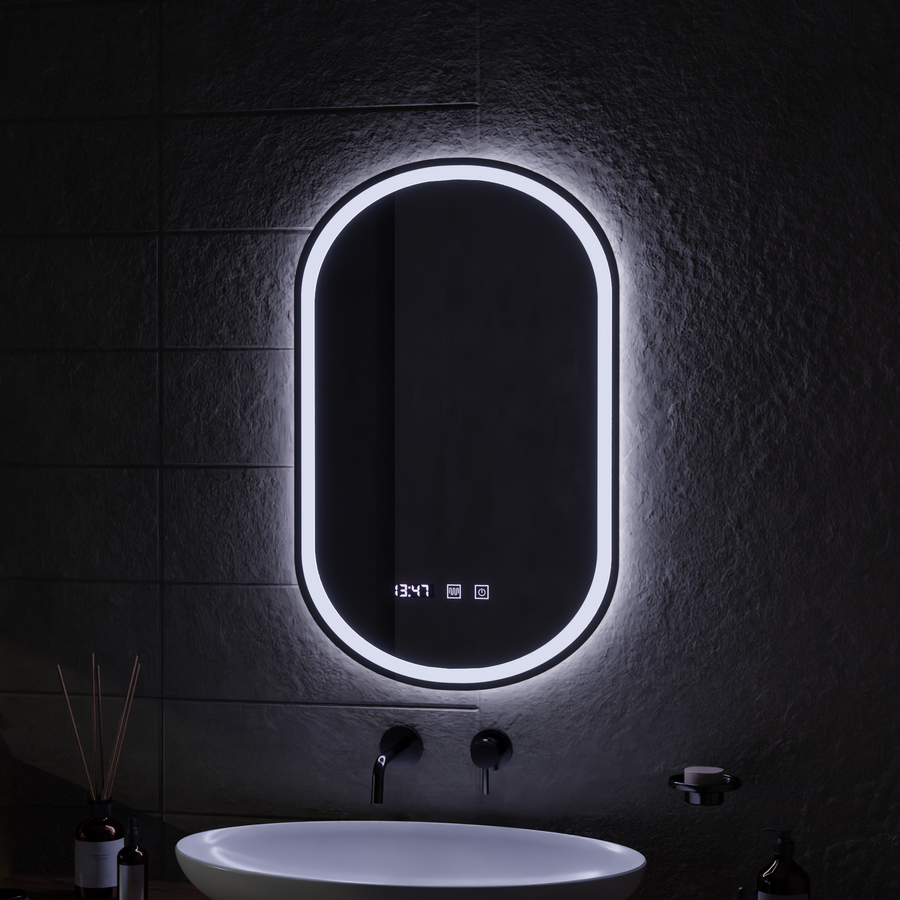 Lustro dotykowe LED ONIRA System przeciwmgielny, zegar i temperatura Lustra 50x80 cm Korman S Domyślny tytuł Alessandro Design