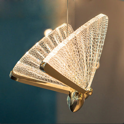 Akrylowa lampa wisząca LED Butterfly 9W, ciepłe/neutralne/zimne światło 3000K/4000K/6000K, złoto, metal i akryl, żyrandole LED z regulacją wysokości Domyślny tytuł Alessandro Design