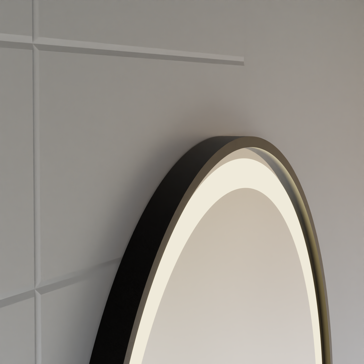 Lustro dotykowe LED NOVARA System odmgławiania, zegar i temperatura 50 cm Czarna rama Lustra szczotkowane Korman S Domyślny tytuł Alessandro Design