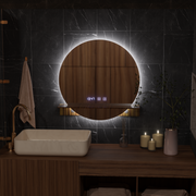 Lustro LED Touch Alfred System odmgławiania, zegar i temperatura 60x60 cm Ze zintegrowanymi lusterkami pomocniczymi Korman S Domyślny tytuł Alessandro Design