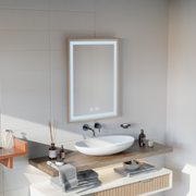 Lustro dotykowe Kariri LED, 60x80 cm, funkcja odmgławiania, lustra ze szczotkowaną ramą w kolorze złotej róży Korman E Domyślny tytuł Alessandro Design