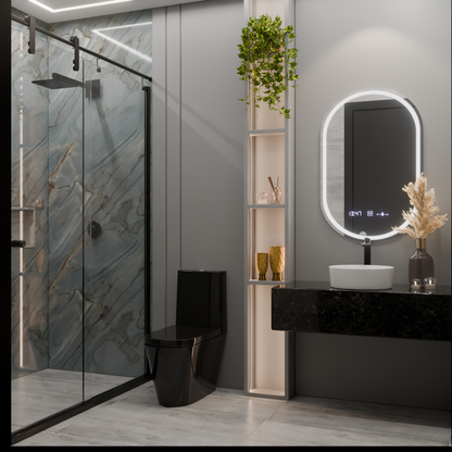 Owalne lustro LED, 50x80cm, Eminence MotionGlow Marcello, system odmgławiania, zegar i termometr, przyciemniane lustra Marcello Domyślny tytuł Alessandro Design
