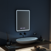 Lustro LED Touch LUCIDA System odmgławiania, zegar i temperatura 60x80 cm Rama Czarne szczotkowane lustra Korman S Domyślny tytuł Alessandro Design