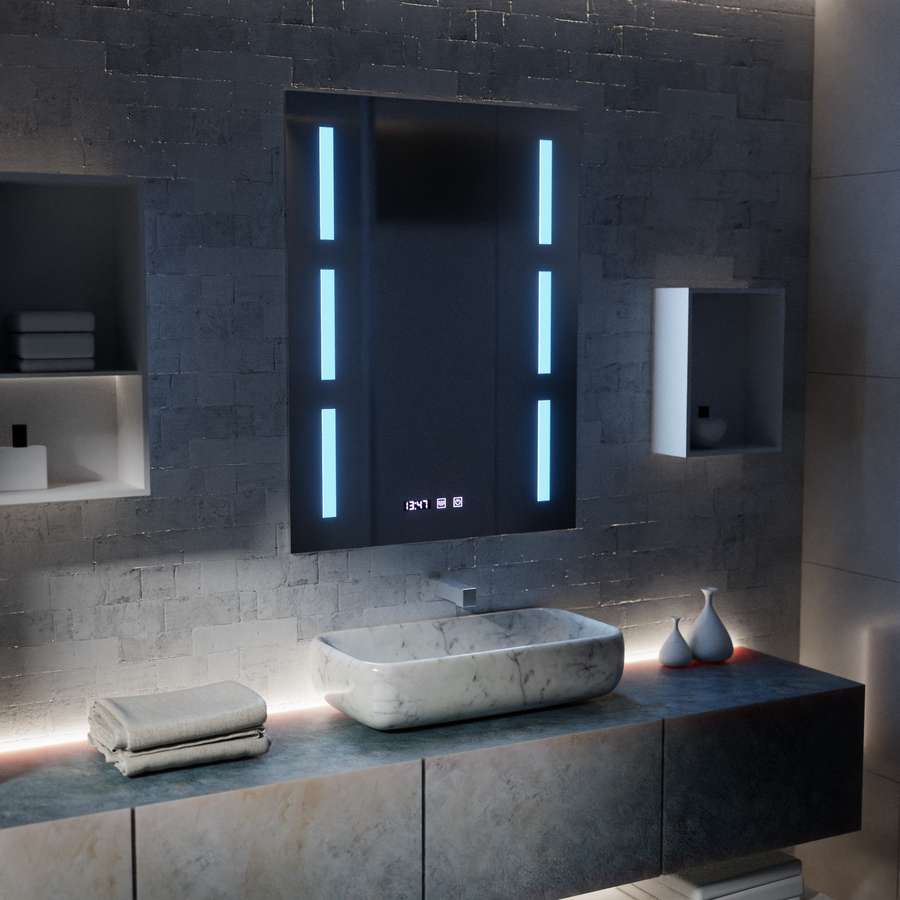 Lustro LED Touch Erich S86/60X80 System odmgławiania, zegar i temperatura 60x80 cm Lustra Korman S Domyślny tytuł Alessandro Design