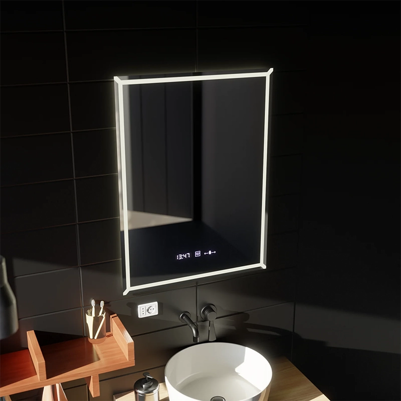 Prostokątne lustro LED, 60x80cm, VillayTouch Marcello, system odmgławiania, możliwość przyciemniania