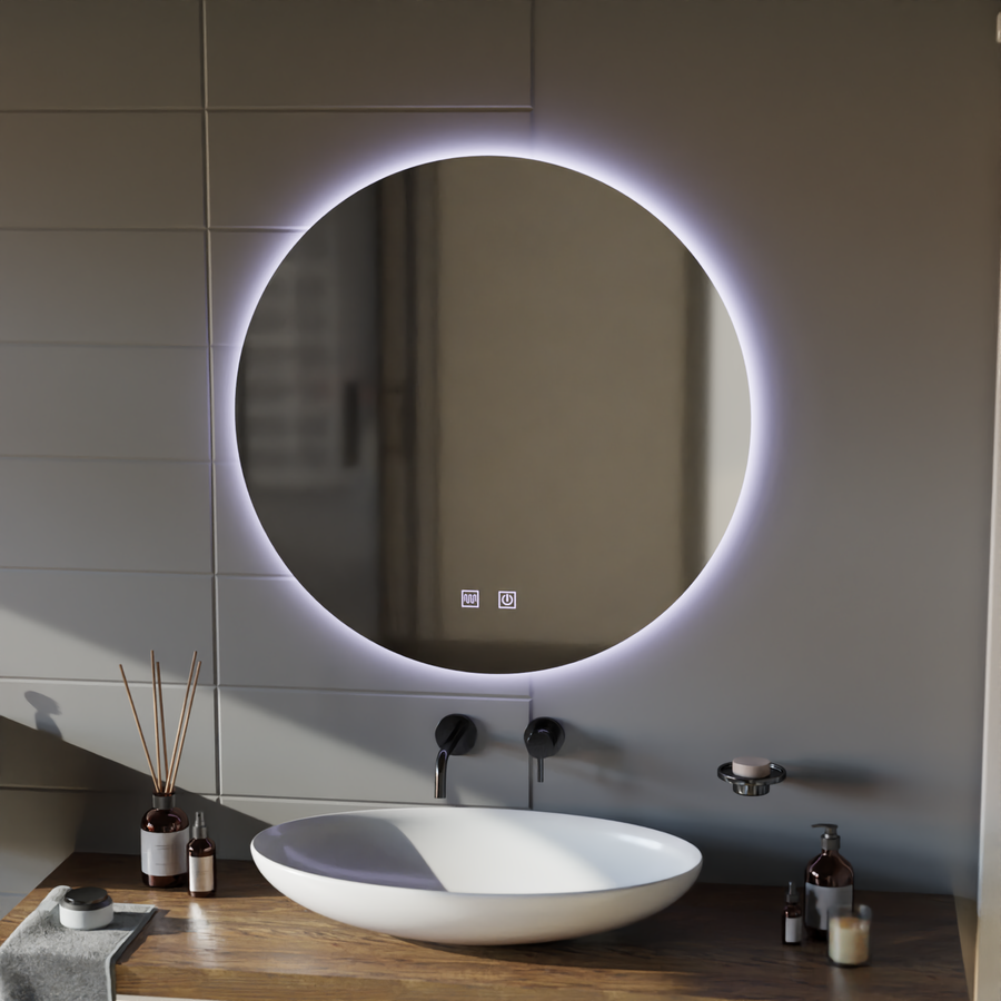 Okrągłe lustro LED, 70cm, Isolda, Touch, Lustra z systemem odmgławiania Korman E Domyślny tytuł Alessandro Design