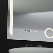 Prostokątne lustro LED, 60x80 cm, Precision MotionGlow Marcello, system usuwania zamglenia, zegar i termometr, lupa kosmetyczna, przyciemniane lustra Marcello Domyślny tytuł Alessandro Design