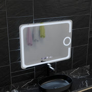 Prostokątne lustro LED, 80x60 cm, Eclat MotionGlow Marcello, system przeciwmgielny, zegar i termometr, lupa kosmetyczna, przyciemniane lustra Marcello Domyślny tytuł Alessandro Design