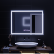 Prostokątne lustro LED, 100x75 cm, Verite MotionGlow Marcello, system usuwania zamglenia, zegar i termometr, przyciemniane lustra Marcello Tytuł domyślny Alessandro Design