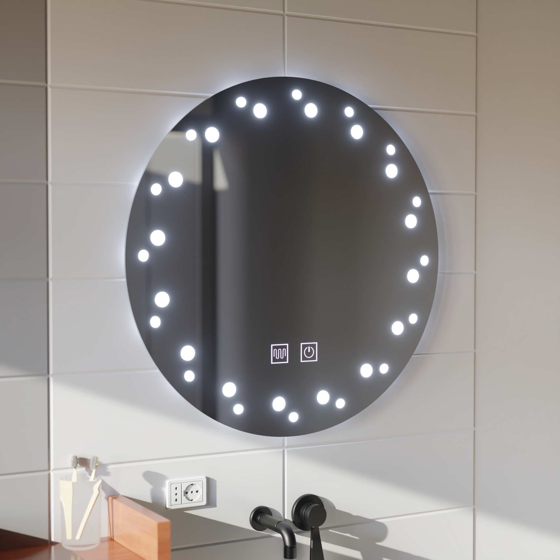 Oglinda LED Touch Ivory Sistem Dezaburire 50X50cm Oglinzi Korman E Default Title Alessandro Design