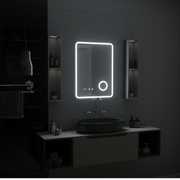 Ulrich LED Touch Lusterko System odmgławiania, zegar i temperatura 75x90 cm Czarna ramka Szczotkowane lusterka kosmetyczne Korman S Domyślny tytuł Alessandro Design